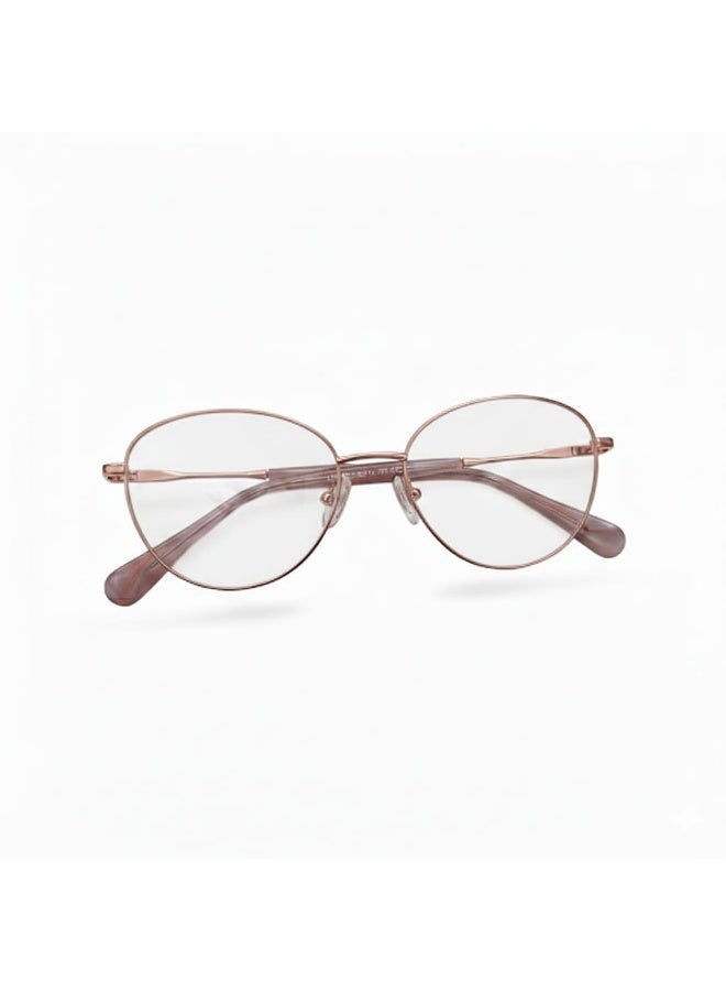 Women’s Rose Gold Round Eyeglasses - Shiny Metal Frame with Pink Havana Temples - Lightweight Optical Glasses - Image 4